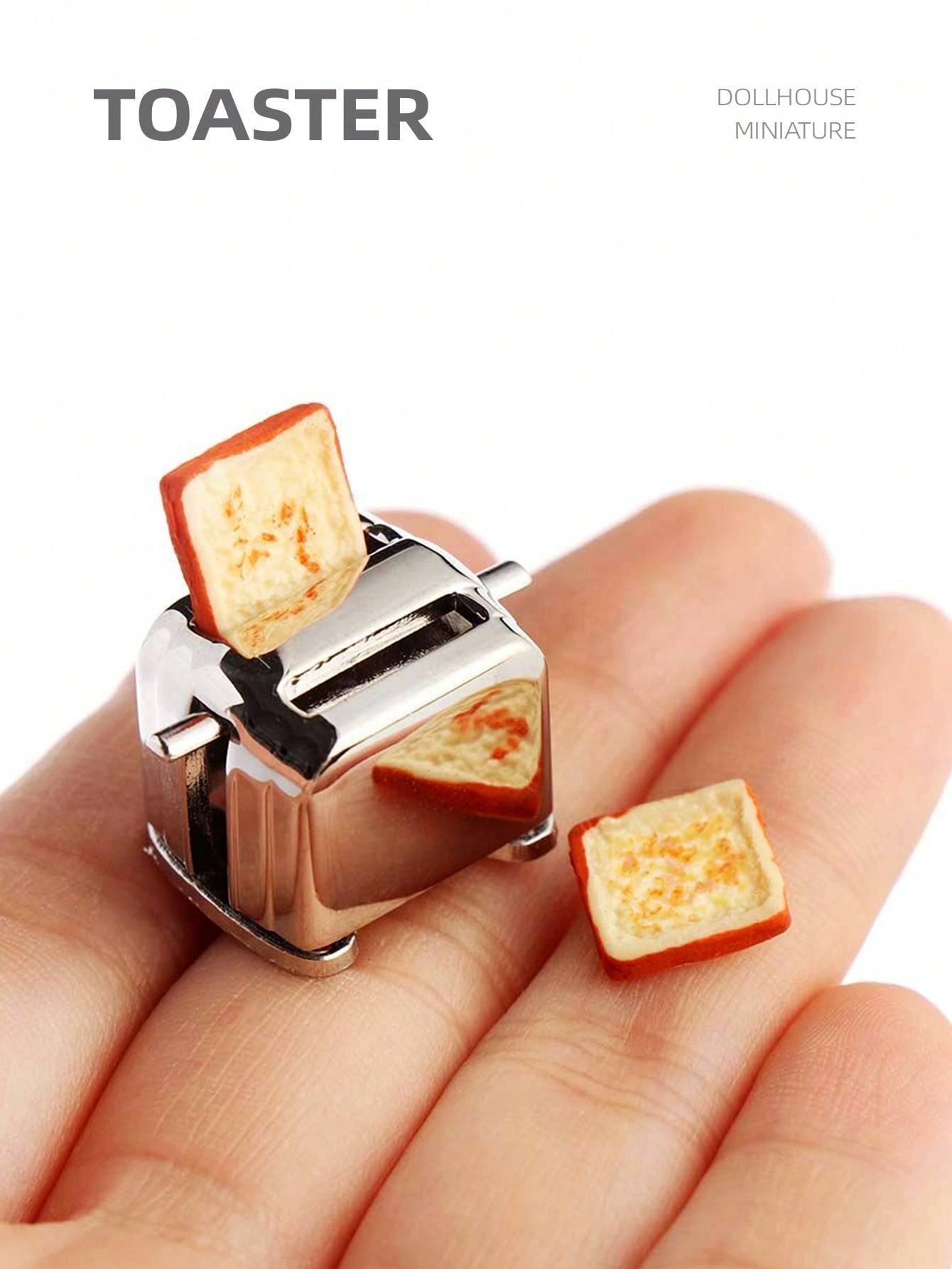 Kitchen Appliances - 1:12 ドールハウスミニチュアトースター、家の装飾用ミニシミュレーションキッチン家電アクセサリー、パン2枚付き