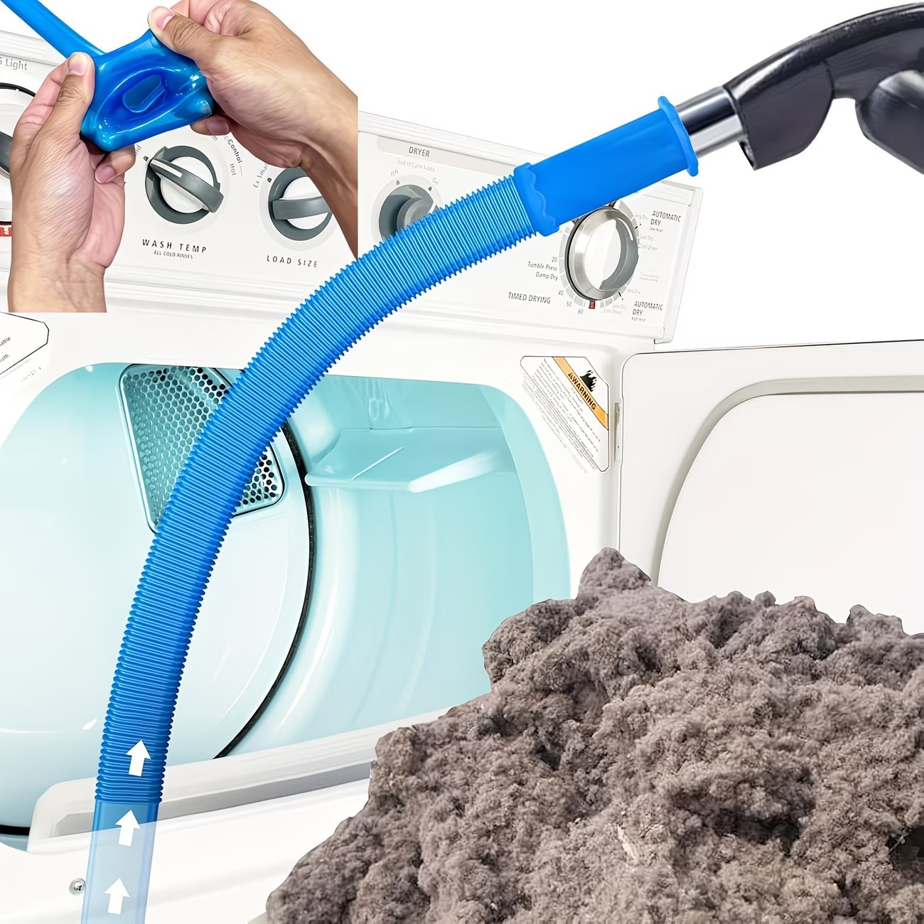 Laundry - 1個入り乾燥機通気口クリーナーホース - 柔軟な糸除去用真空ホースアタッチメント、伸縮性コネクター付き、ほとんどの掃除機に適し、洗濯機の通気口、乾燥機の糸クリーナーの清掃に最適 | フレキシブルホース設計 |