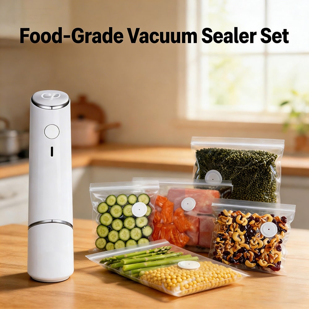 Food Vacuum Sealer Machine - 30 個の再利用可能な真空バッグ + 1 つのコンパクト真空シーラー、強力なハンドヘルド真空シーラー、シールミールセーバー、ポータブルフードシーラー