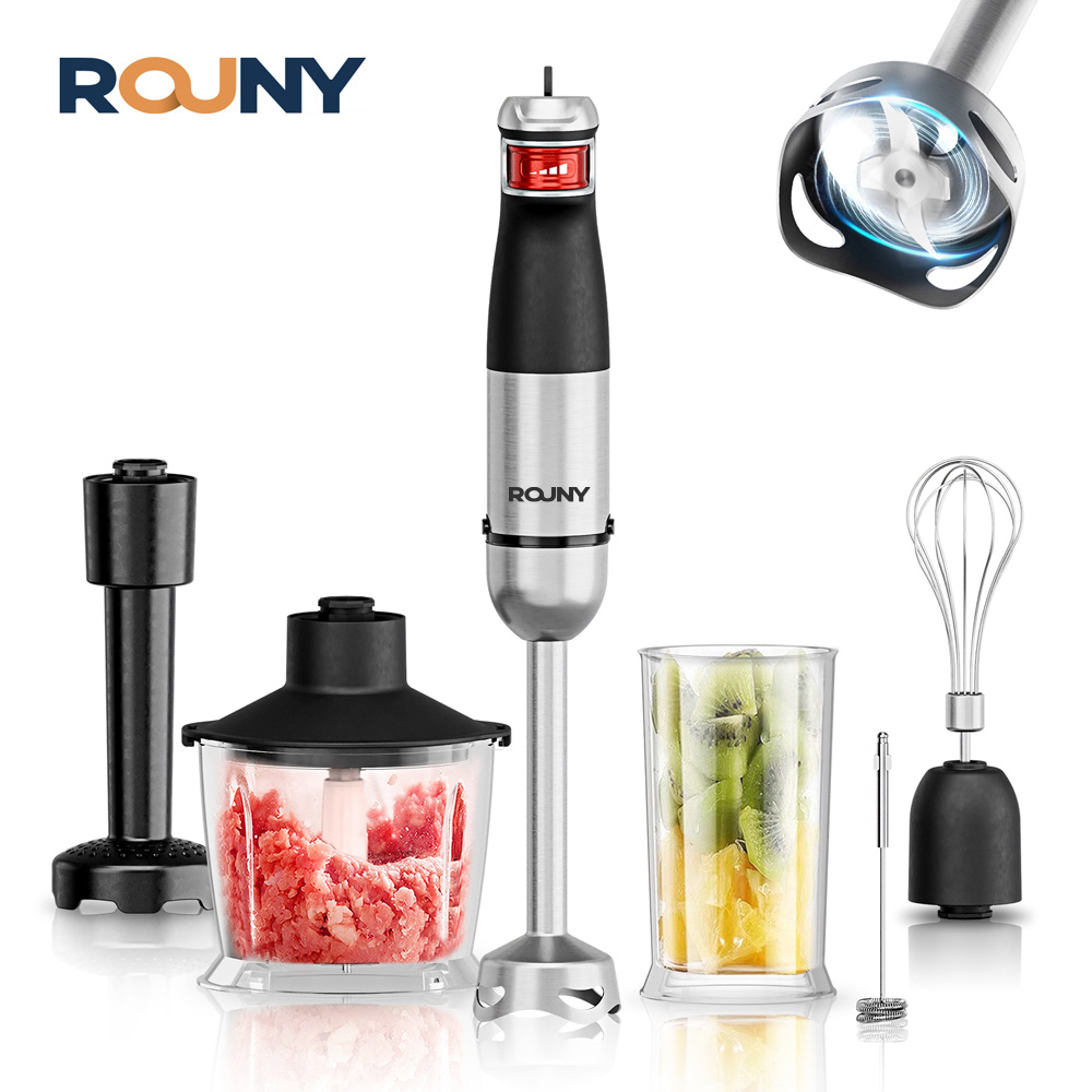 Immersion Hand Blender Set - 電動ハンドヘルドスティックブレンダー 6-in-1 多目的浸漬式ハンドブレンダー、ステンレス鋼ブレード、家庭＆キッチン用、1500W MAX