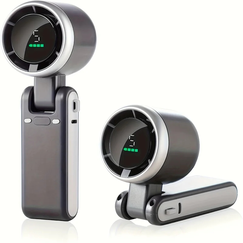 Portable Blender Usb Rechargeable - ポータブル3-in-1ターボハンドヘルドファン、5段階高速設定、3600mAh電力、デジタルスクリーン、折りたたみ式USB/Type-C充電