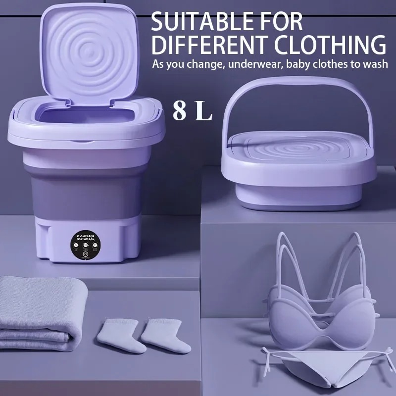 Small Appliances - 2025年 ポータブルミニ折りたたみ洗濯機 脱水機能付き 学生寮 家庭用 靴下