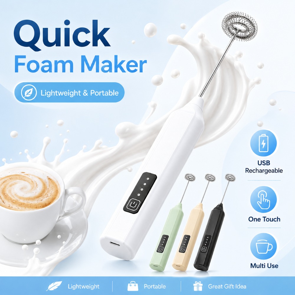 Electric Milk Frother Handheld - ミルクフォーマーとエッグビーター、電動ハンドミキサー、コーヒー、ラテ、カプチーノの泡立て、朝食の準備、キッチンでの使用に最適