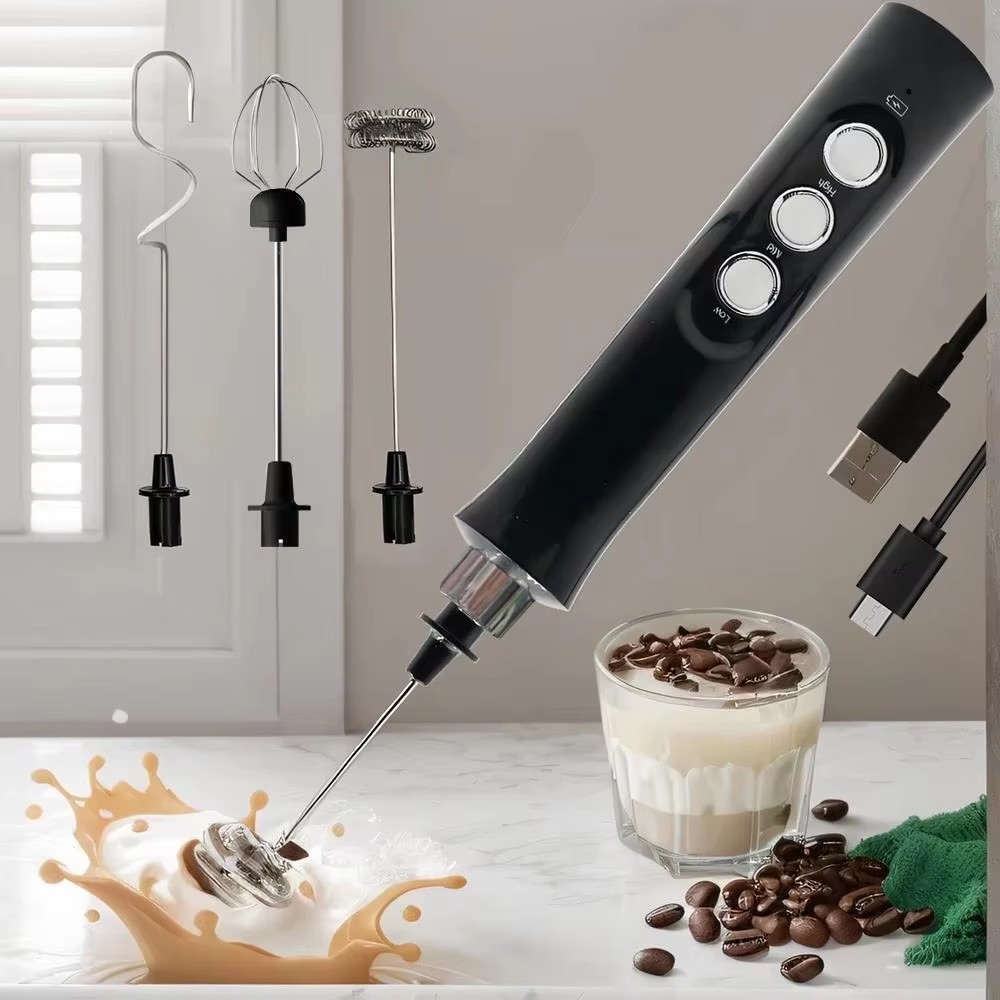 Portable Blender Usb Rechargeable - ワイヤレス充電式電動ミルク泡立て器 - 3スピード、ラテ、カプチーノ、ホットチョコレート用ハンドヘルドフォームメーカー - USB Rechargea