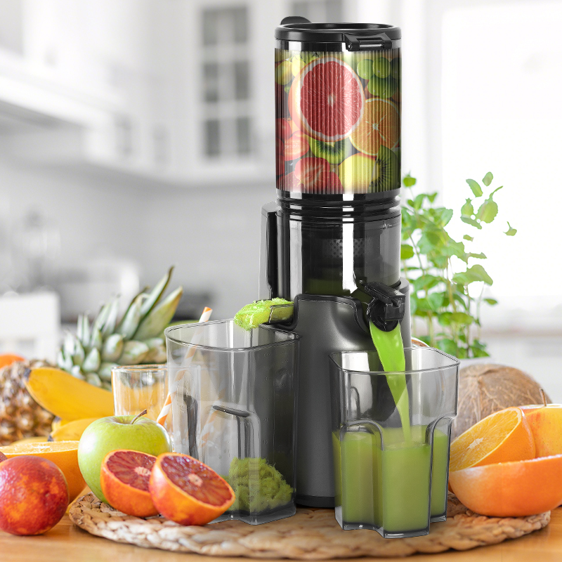 Electric Slow Juicer Cold Press - Tolife低速圧搾コールドプレスジューサー、広口投入口1000mlカップ、静音、簡単清掃、果物・野菜ジューサー抽出器