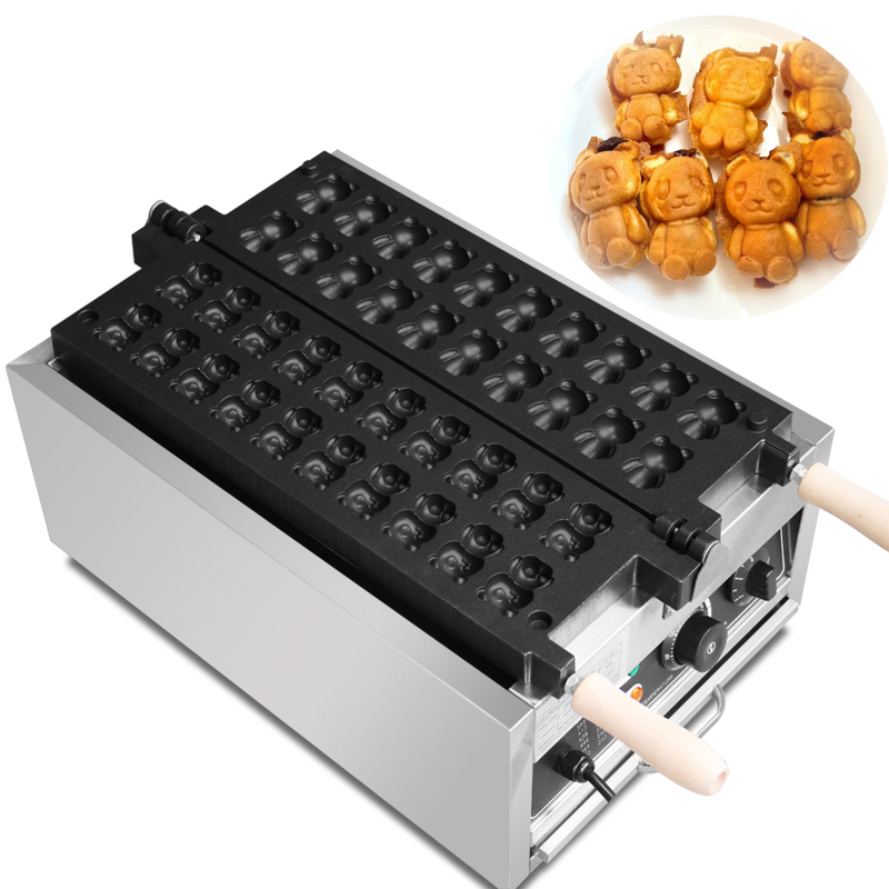 Mini Waffle Maker Machine - 業務用20個ベアー型たい焼き機ワッフルメーカーステンレス鋼コーティングミニワッフルメーカータイ焼きベーカー