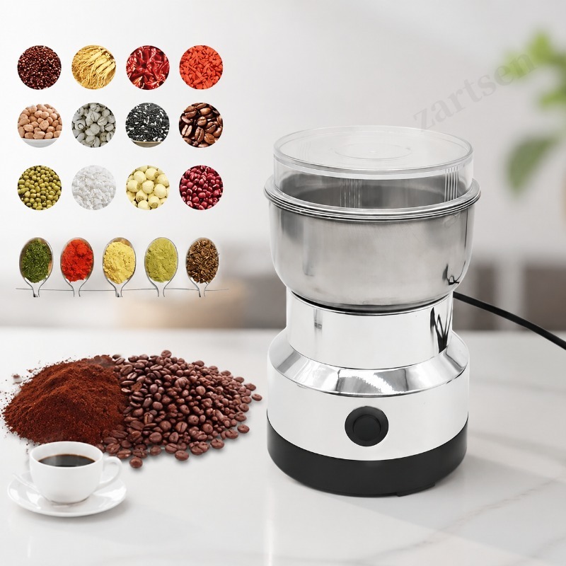Coffee Bean Grinder Electric - キッチン多機能4枚刃グラインダー、コーヒー豆挽き、家庭用電動コーヒーグラインダー、ナッツ・豆フレーバーブレンダー