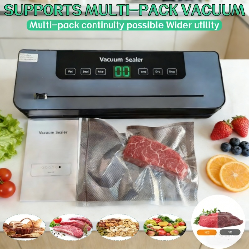 Food Vacuum Sealer Machine - 2026年式 6-in-1 自動電動真空シーラー 乾湿両用食品密封包装シーラー 65KPa高吸引力真空包装機