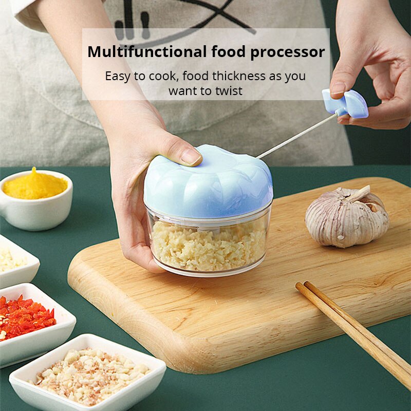Immersion Hand Blender Set - 1個入り 青/ピンク 手動ニンニク潰し器 手動式キッチン家庭用ニンニクブレンダー 煮込み/みじん切りニンニク キッチンガジェット