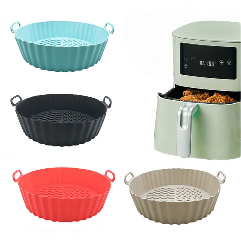 Air Fryer Silicone Pot Liner - エアフライヤーシリコンライナー エアフライヤーシリコンポット 再利用可能シリコンエアフライヤーライナー 食品安全 ノンスティックエアフライヤー