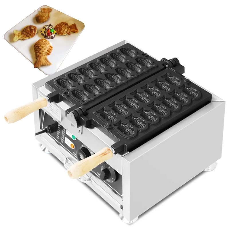 Mini Waffle Maker Machine - ミニ魚型ワッフルメーカー タイ焼き機 14個焼き 電気式 110V/220V ノンスティック