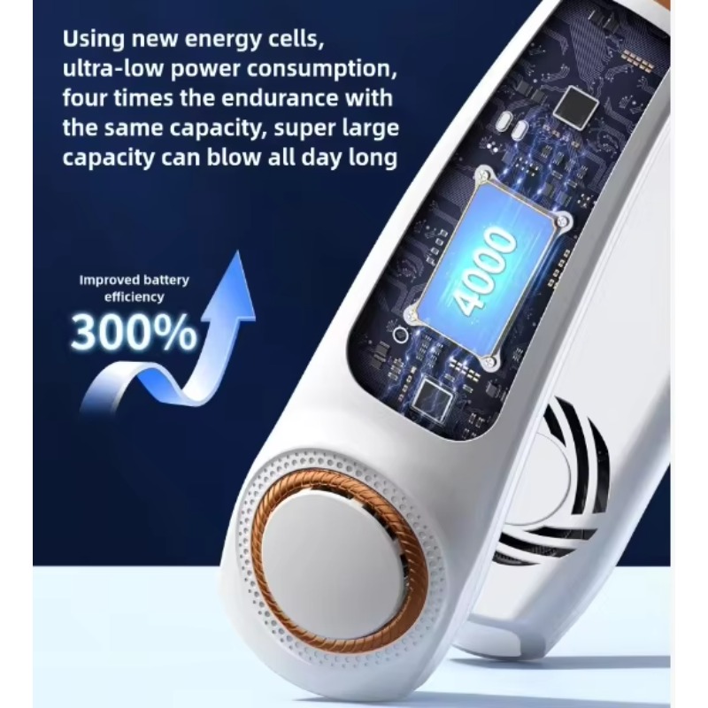 ポータブルUSB充電式ネックファン5段階風速急速冷却アイステ - Air Conditioners のレビューと価格