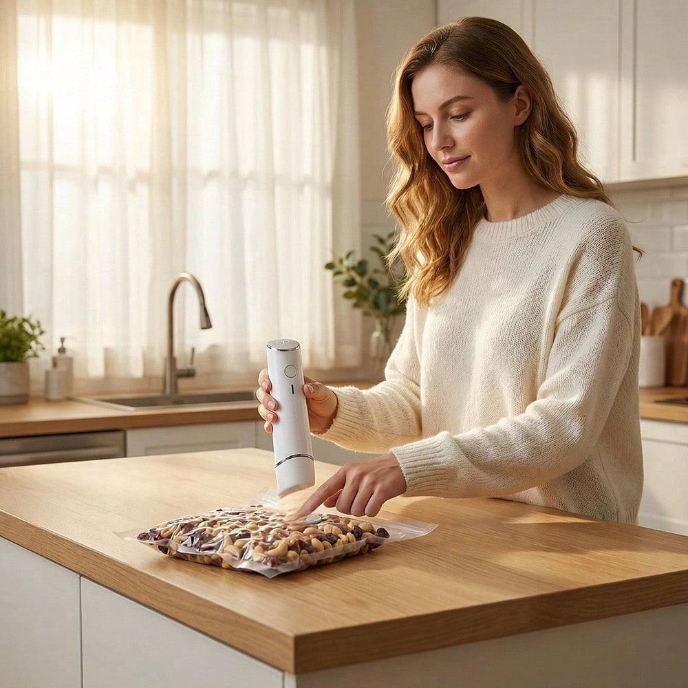 30 個の再利用可能な真空バッグ + 1 つのコンパクト真空 - Food Vacuum Sealer Machine のレビューと価格