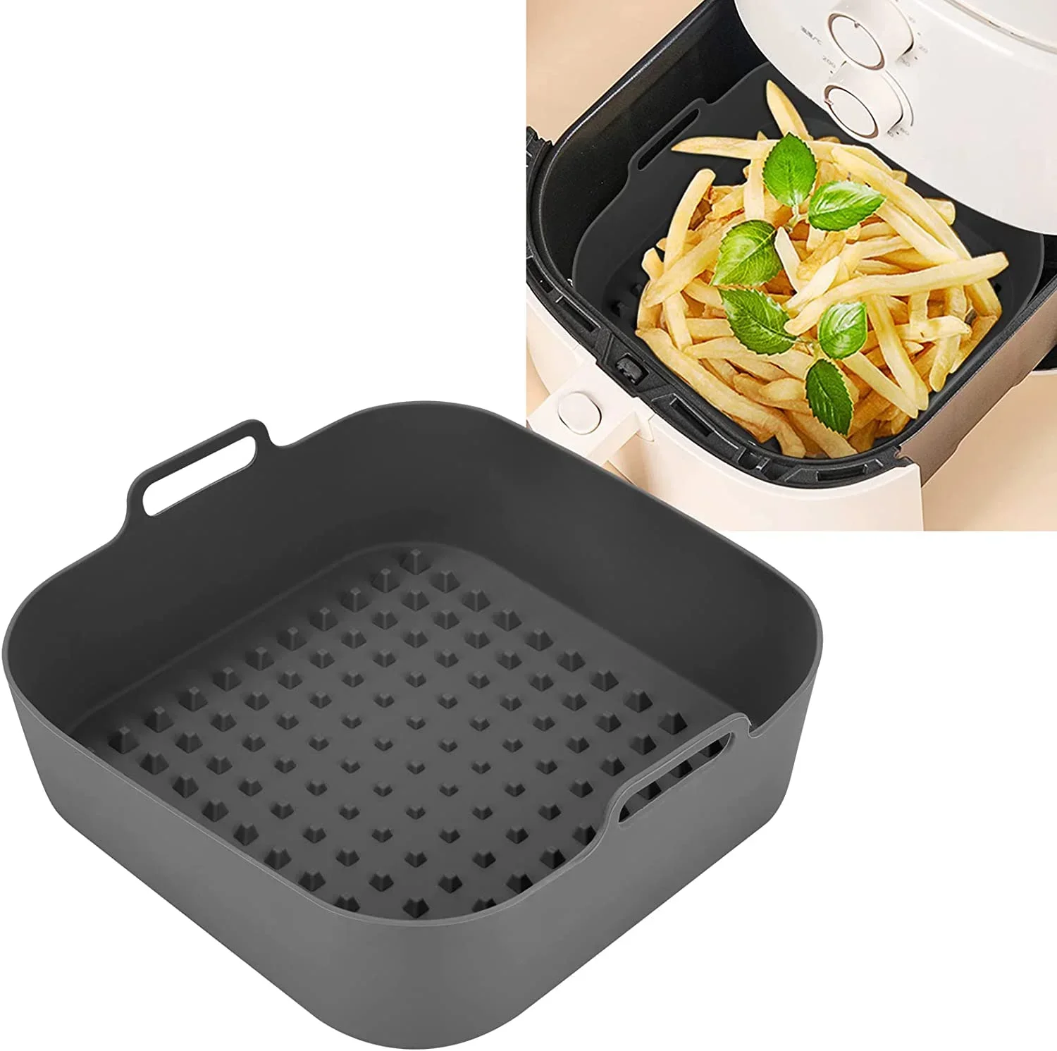 エアフライヤーシリコンポット厚い再利用可能なシリコンスクエア - Air Fryer Silicone Pot Liner のレビューと価格