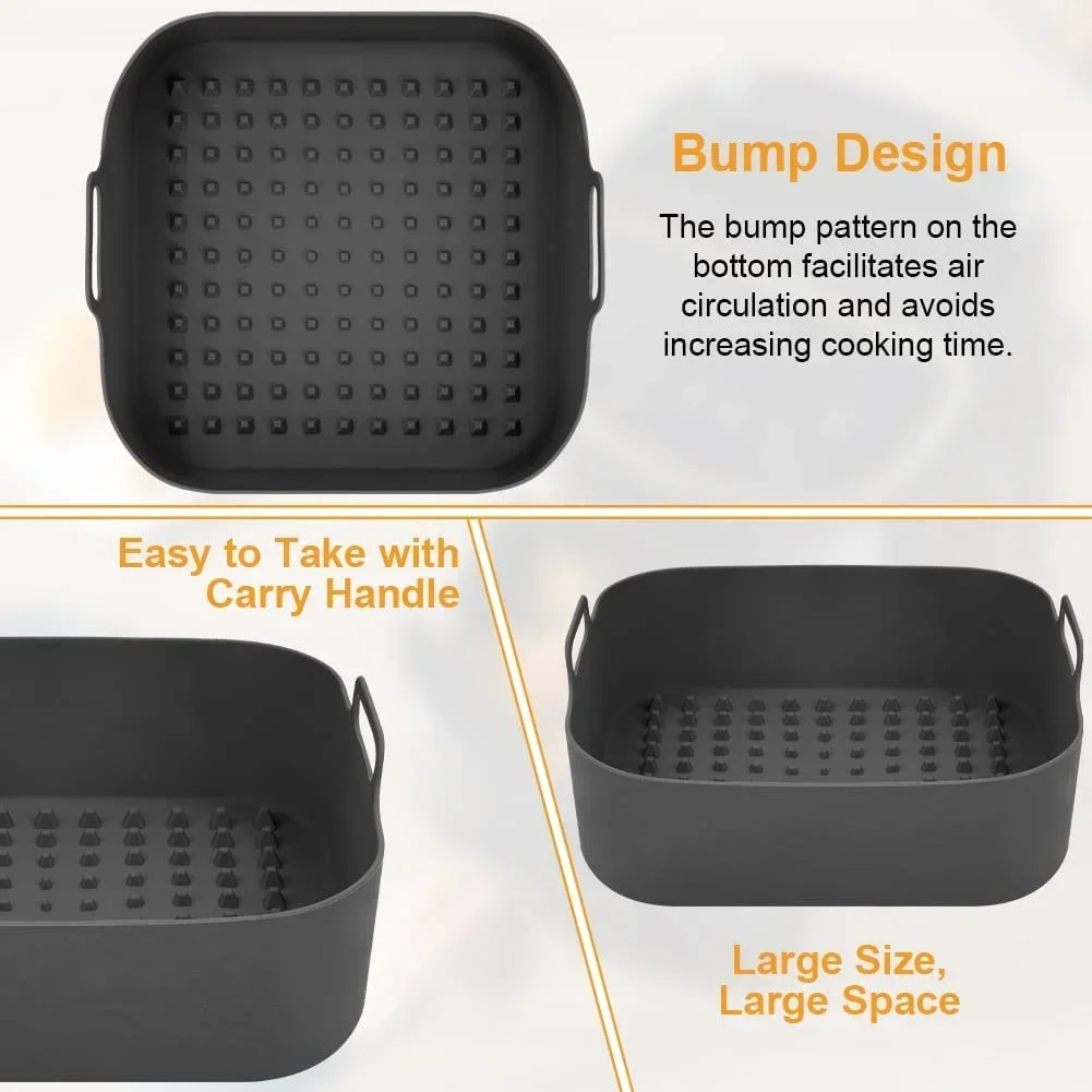 エアフライヤーシリコンポット厚い再利用可能なシリコンスクエア - Air Fryer Silicone Pot Liner のレビューと価格