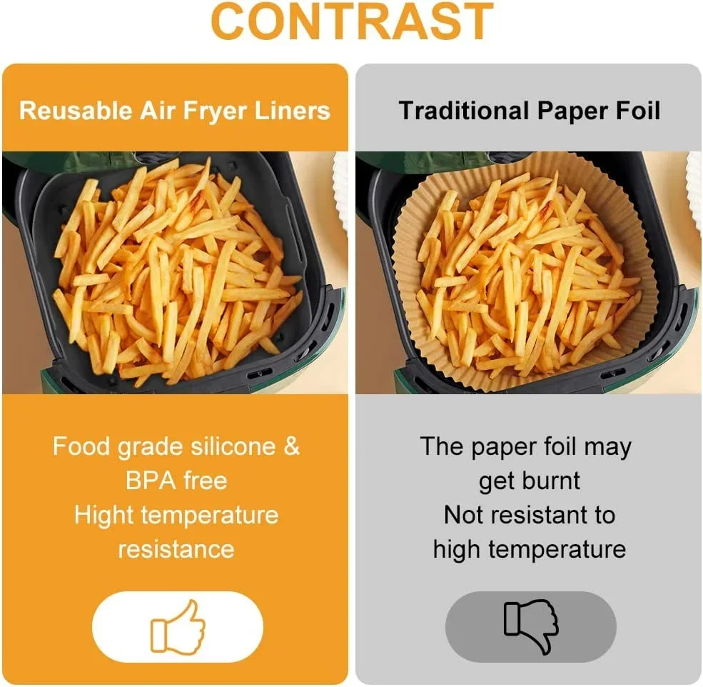 エアフライヤーシリコンポット厚い再利用可能なシリコンスクエア - Air Fryer Silicone Pot Liner のレビューと価格