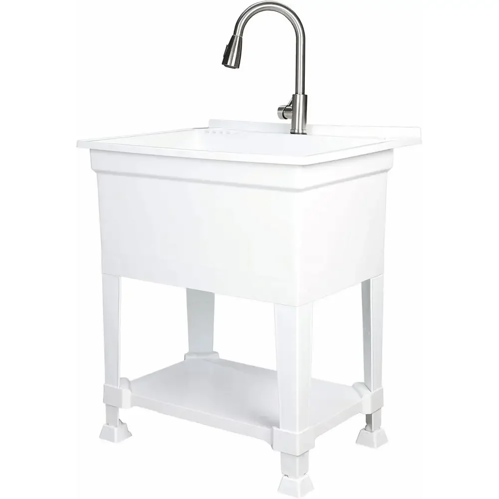30インチ×24インチの白い自立式ユーティリティシンク（ラン - Laundry のレビューと価格