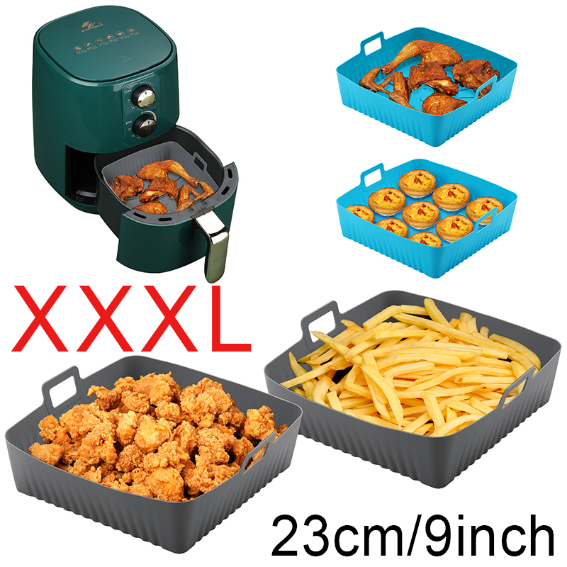 正方形大型シリコンエアフライヤーライナー金型 6-8QT 9 - Air Fryer Silicone Pot Liner のレビューと価格
