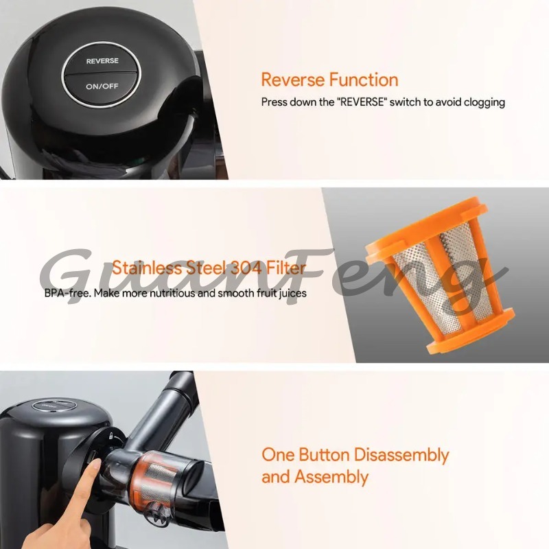 コールドプレススロージューサー電動抽出器、静音で清掃が簡単な - Electric Slow Juicer Cold Press のレビューと価格