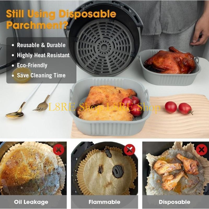 2つのシリコンポットライナーエアフライヤートレイシリコンエア - Air Fryer Silicone Pot Liner のレビューと価格