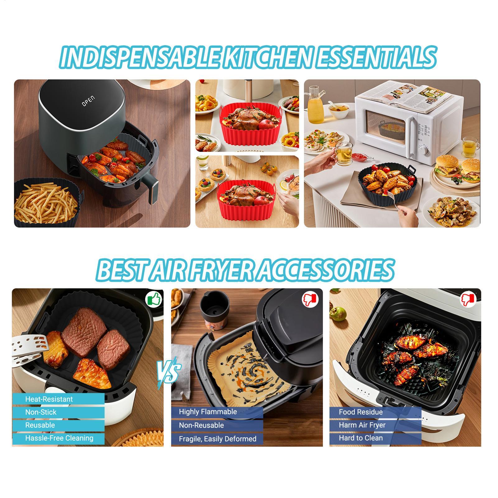 シリコンエアフライヤーライナー ポット型 正方形 エアフライ - Air Fryer Silicone Pot Liner のレビューと価格