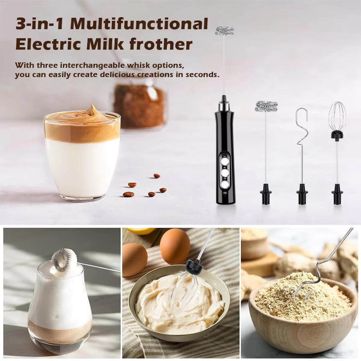 ワイヤレス充電式電動ミルク泡立て器 - 3スピード、ラテ、カ - Portable Blender Usb Rechargeable のレビューと価格