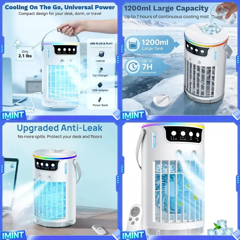ポータブルエアコンファン、1200ML水タンク付きパーソナル - Air Conditioners のレビューと価格