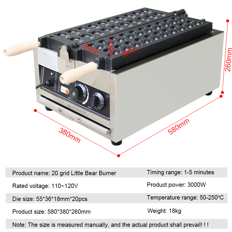 業務用20個ベアー型たい焼き機ワッフルメーカーステンレス鋼コ - Mini Waffle Maker Machine のレビューと価格