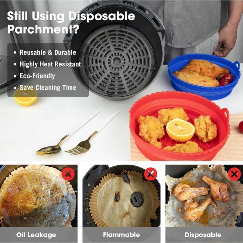 D0AB 2 パックエアフライヤーシリコンライナーポットバス - Air Fryer Silicone Pot Liner のレビューと価格