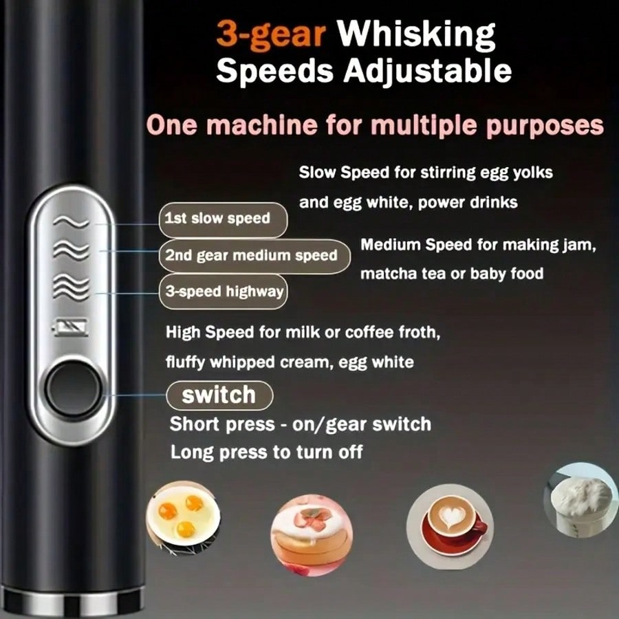 1パック入りハンドヘルド電動ミキサー、卵ビーター、ミルク泡立 - Electric Milk Frother Handheld のレビューと価格