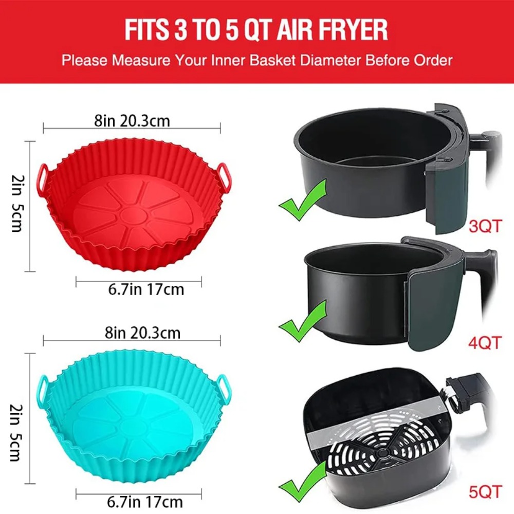 エアフライヤーシリコンバスケット再利用可能なライナーベーキン - Air Fryer Silicone Pot Liner のレビューと価格