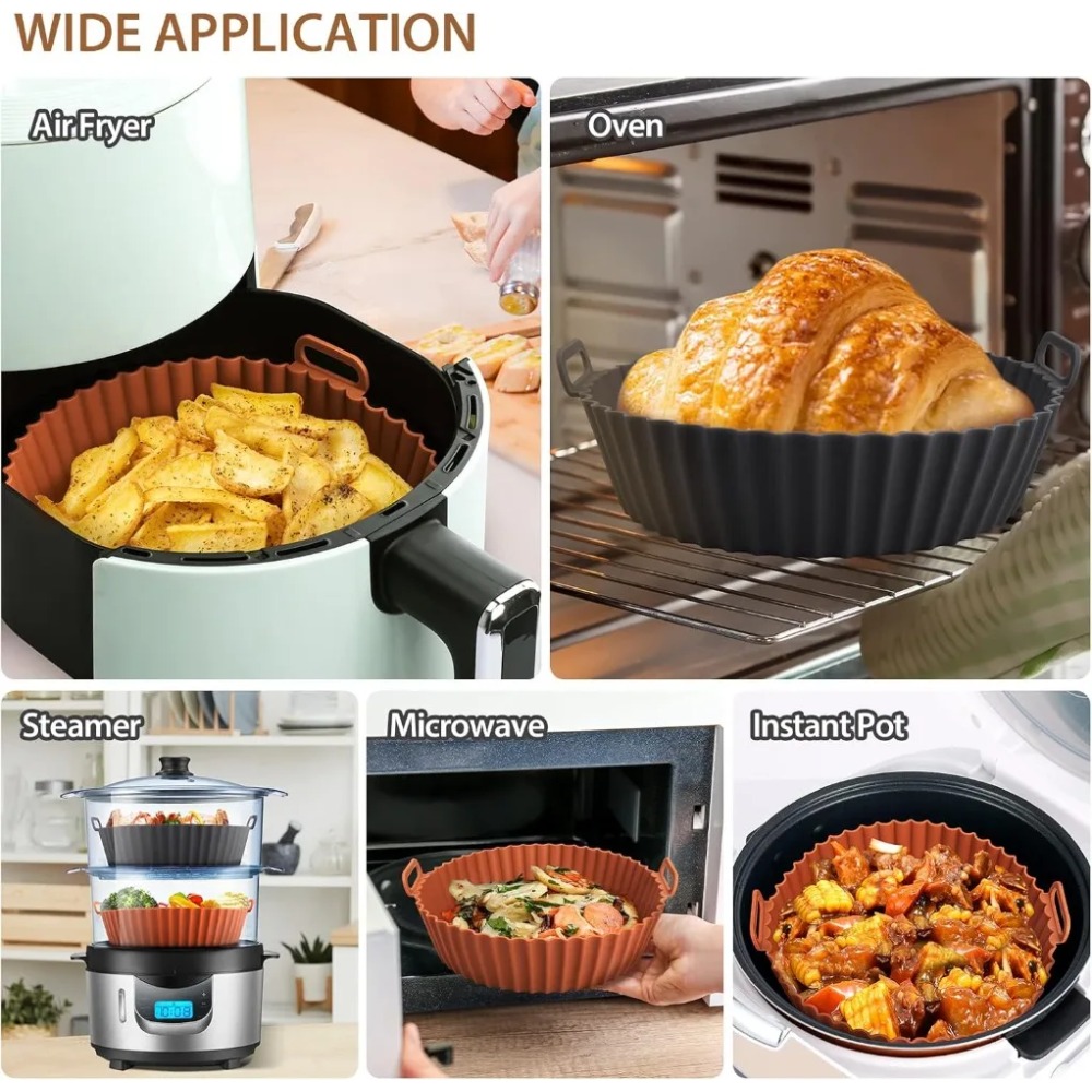 エアフライヤーシリコンバスケット再利用可能なライナーベーキン - Air Fryer Silicone Pot Liner のレビューと価格