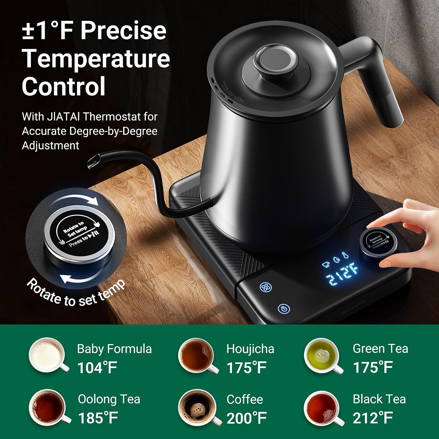 グースネック電気ケトル（±1） ℉   温度調節機能付き、コ - Electric Kettle Temperature Control のレビューと価格