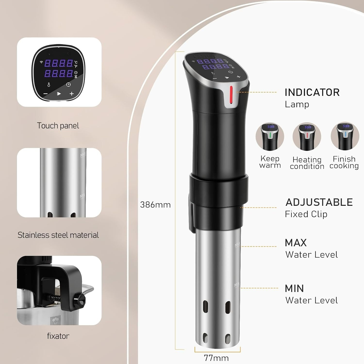 1100W アプリ制御精密真空調理器、デジタルタッチスクリー - Digital Sous Vide Precision Cooker のレビューと価格