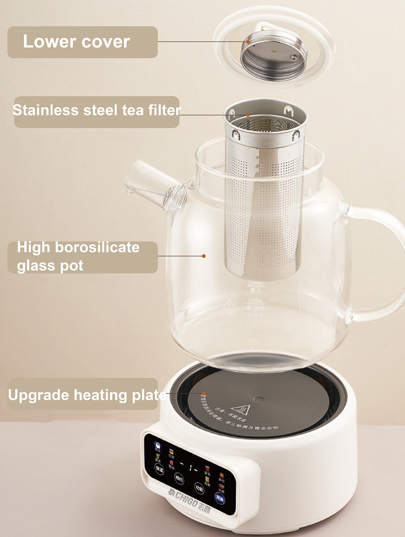 600W 多機能健康ケトル温度制御ガラスフラワーティーポット - Electric Kettle Temperature Control のレビューと価格