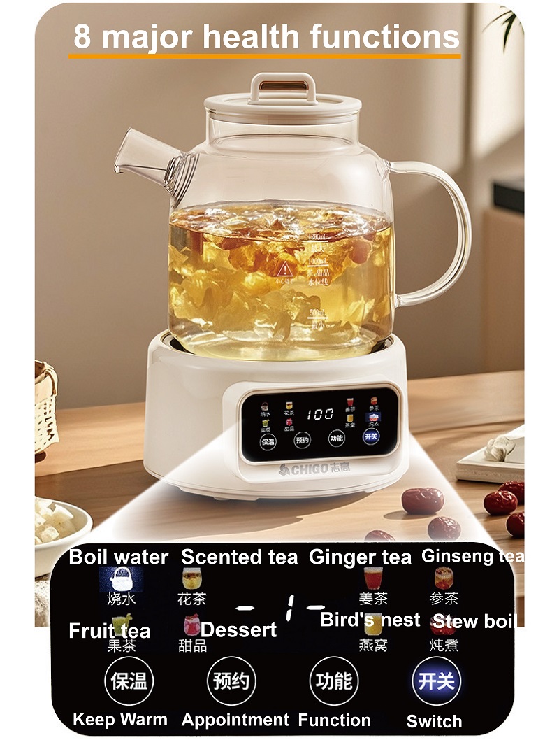 600W 多機能健康ケトル温度制御ガラスフラワーティーポット - Electric Kettle Temperature Control のレビューと価格